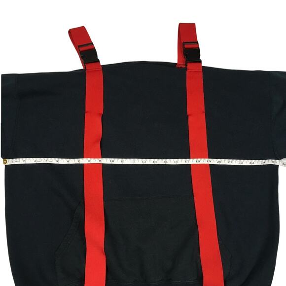 LF‎ Furst Of A Kind Sweatshirt Oversized Cold Shoulder Buckle Strap Red Black OS - Picture 4 of 9